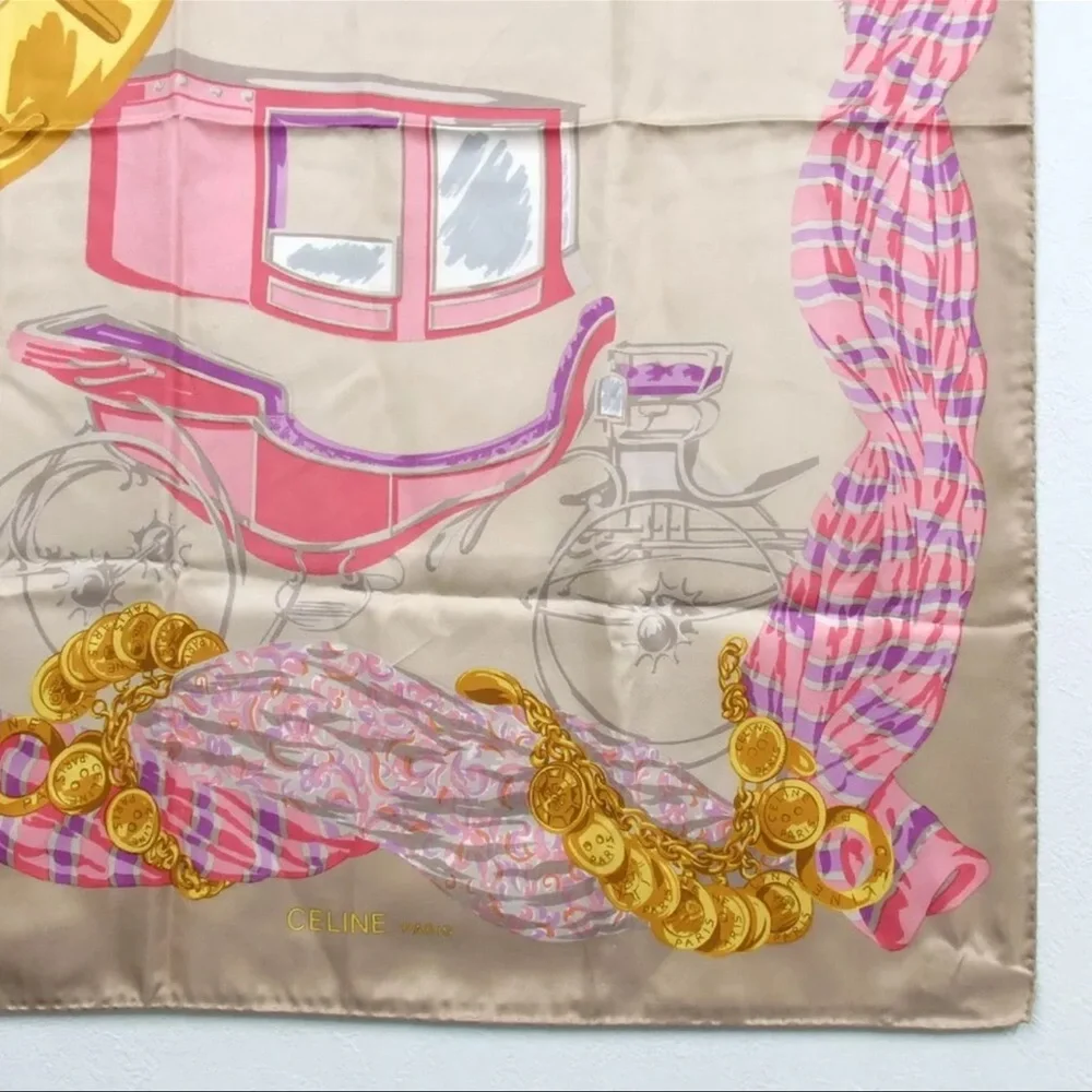 AUTH Celine Silk Scarf Pink - Picture 5 of 7